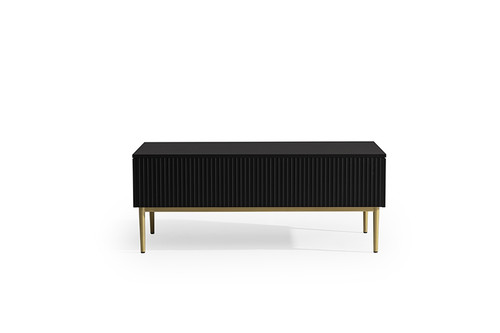 Coffee Table with 2 Drawers Nicole, matt black/gold legs