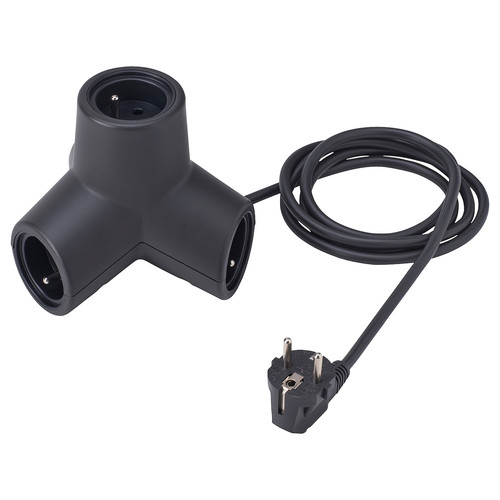 HORNFELS Extension cord, dark grey, 1.8 m