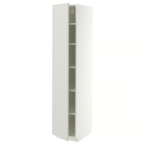 METOD High cabinet with shelves, white/Aspudden light grey, 40x60x200 cm