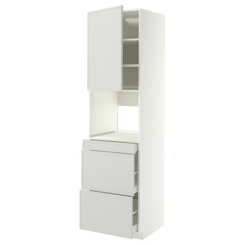 METOD/MAXIMERA Hi cab f micro combi w door/3 drwrs, white/Aspudden light grey, 60x60x220 cm