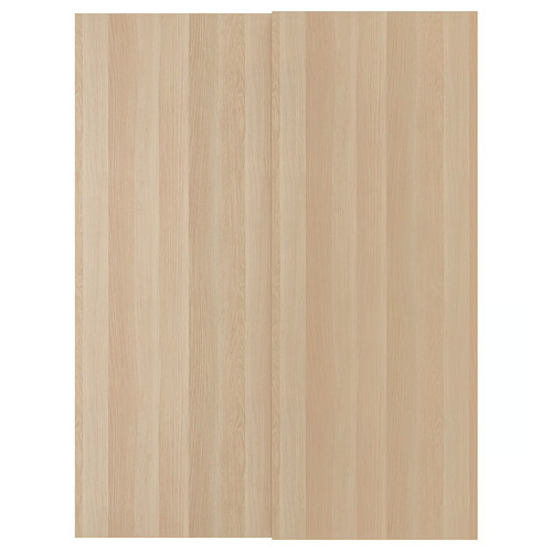 HASVIK Pair of sliding doors, white stained oak effect, 150x201 cm