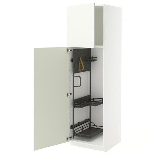 METOD High cabinet with cleaning interior, white/Vallstena white, 60x60x200 cm