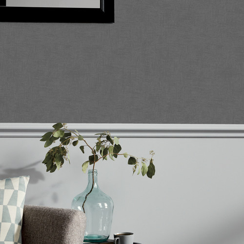 Vinyl Wallpaper on Fleece Moivre, dark grey