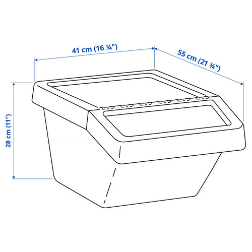 SORTERA Sorting bin with lid, beige, 37 l