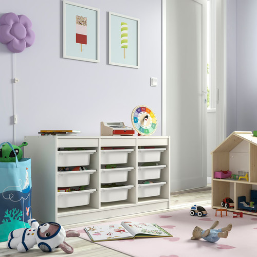 TROFAST Storage combination with boxes, white/white, 99x44x56 cm