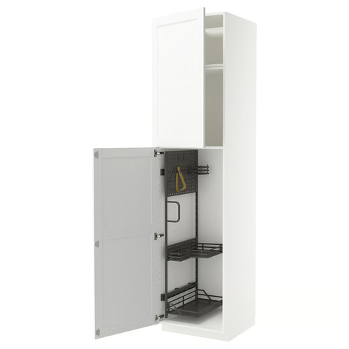 METOD High cabinet with cleaning interior, white Enköping/white wood effect, 60x60x240 cm