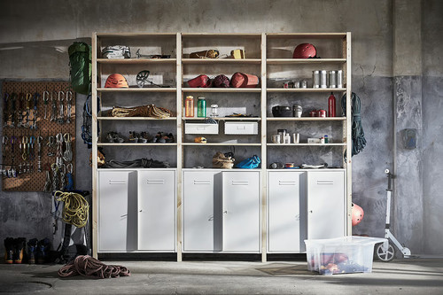 IVAR 3 sections/cabinet/shelves, pine/white, 259x30x226 cm