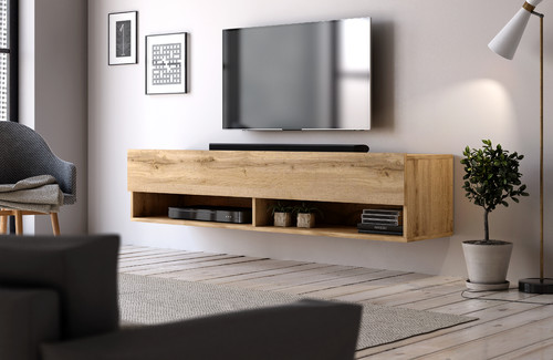 Wall-mounted TV Cabinet Derby 140, wotan oak