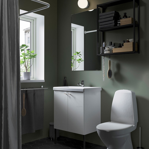 ENHET Bathroom, anthracite/white, 64x43x87 cm