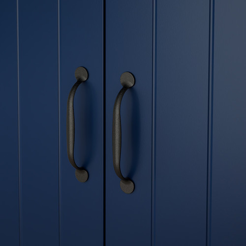 SKRUVBY TV storage combination, black-blue, 226x38x90 cm