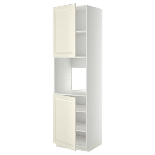 METOD High cab f oven w 2 doors/shelves, white/Bodbyn off-white, 60x60x220 cm