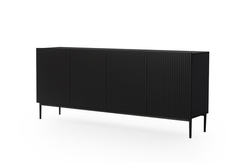 Four-Door Cabinet Nicole 200cm, matt black, black legs