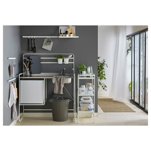 KNODD Bin with lid, grey, 16 l