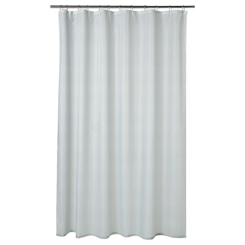 RÅNEÄLVEN Shower curtain, white/turquoise, 180x180 cm