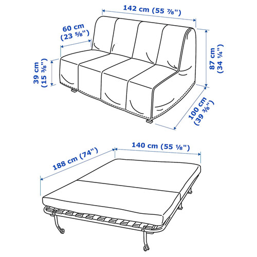 LYCKSELE LÖVÅS 2-seat sofa-bed, Ransta natural