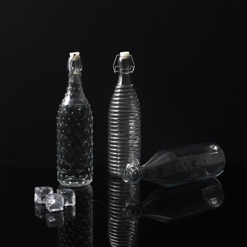 Glass Bottle 1L, stripes