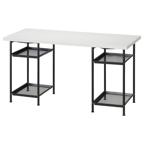 LAGKAPTEN / SPÄND Desk, white/black, 140x60 cm