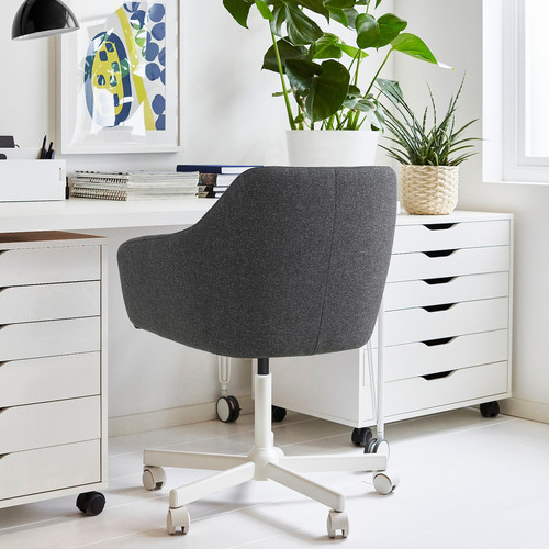 TOSSBERG / MALSKÄR Swivel chair, Gunnared dark grey/white