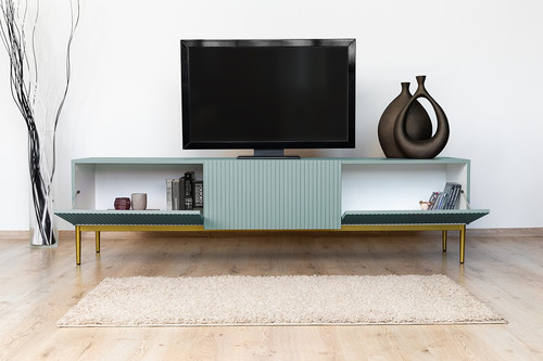 TV Cabinet Nicole 200 cm, sage/gold legs