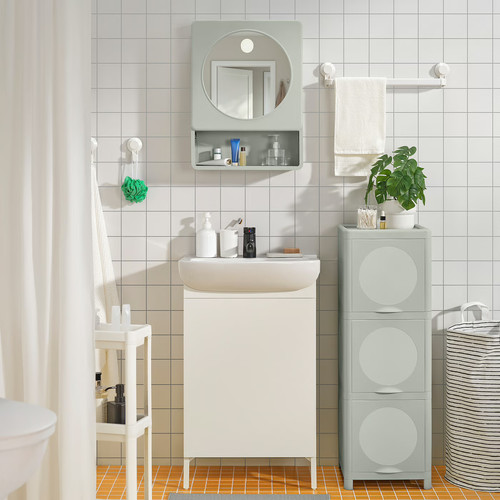 IVÖSJÖN Mirror cabinet with 1 door, green, 44x15x59 cm