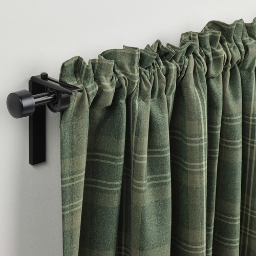 HÄGGVECKMAL Room darkening curtains, 1 pair, dark green, 145x300 cm