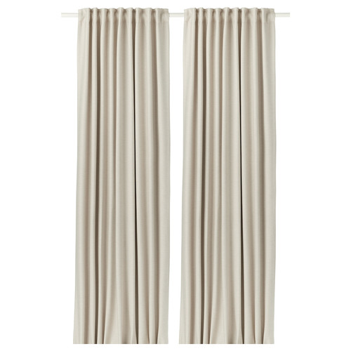 VILBORG Curtains, 1 pair, beige, 145x300 cm