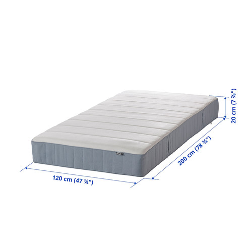 VESTERÖY Pocket sprung mattress, firm/light blue, 120x200 cm