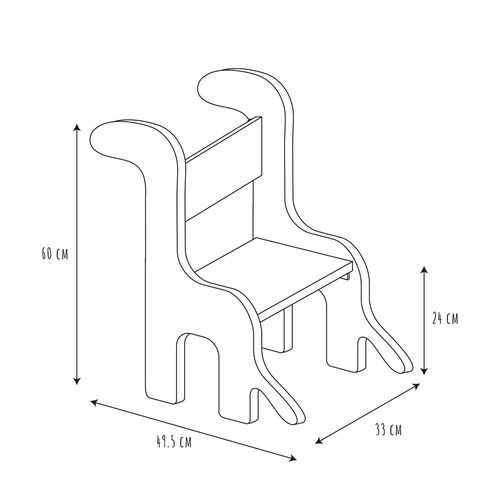 Children's Chair Dino, grey/natural