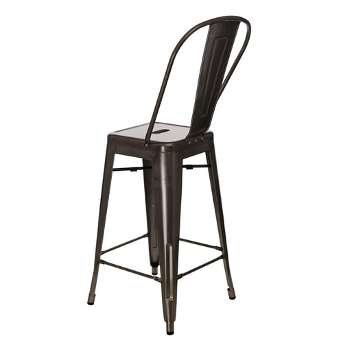 Bar Stool with Backrest Paris 66cm, metallic