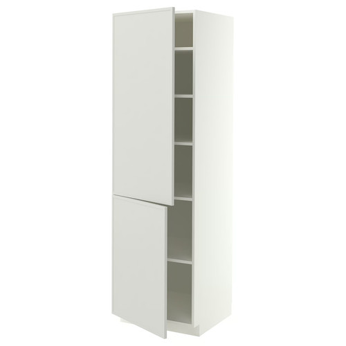 METOD High cabinet with shelves/2 doors, white/Aspudden light grey, 60x60x200 cm