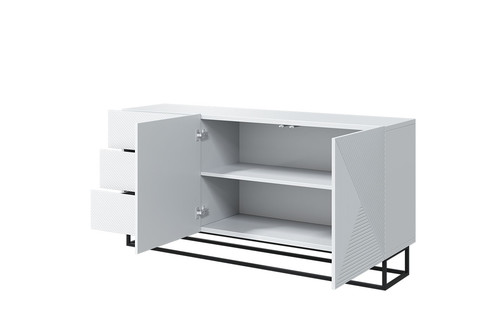 Cabinet with 3 Drawers & 2 Doors 167 cm Asha, metal legs, matt white