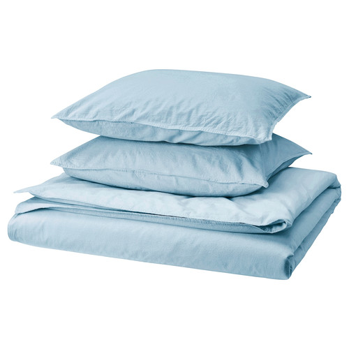 ÄNGSLILJA Duvet cover and 2 pillowcases, blue-grey, 200x200/50x60 cm
