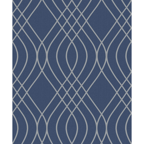 GoodHome Vinyl Wallpaper on Fleece Mavi, blue