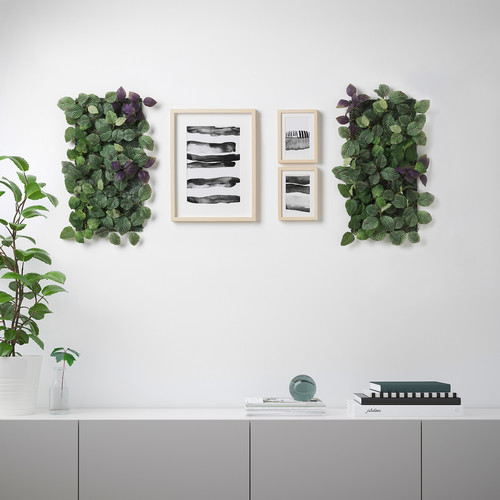 FEJKA Artificial plant, wall mounted, indoor/outdoor green/lilac, 26x26 cm