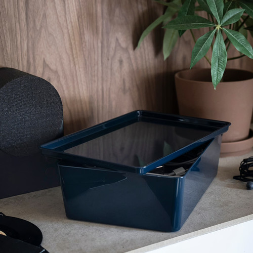KUGGIS Lid, black-blue, 18x26 cm