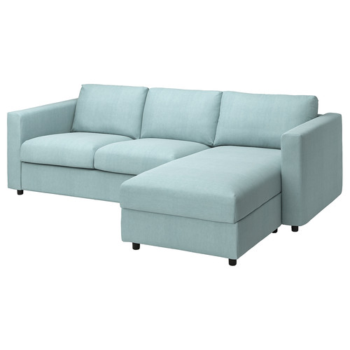 VIMLE Cover 3-seat sofa w chaise longue, Saxemara light blue