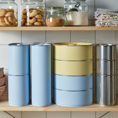 BETTHAJ Tin with lid, for coffee/tea/silver-colour, 1.3 l