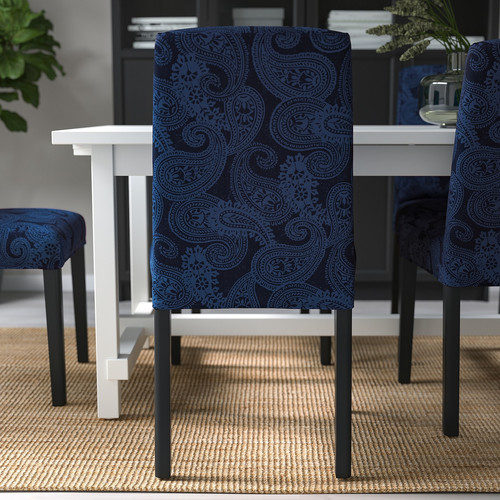 INGATORP / BERGMUND Table and 4 chairs, black/Kvillsfors dark blue/blue, 110/155 cm