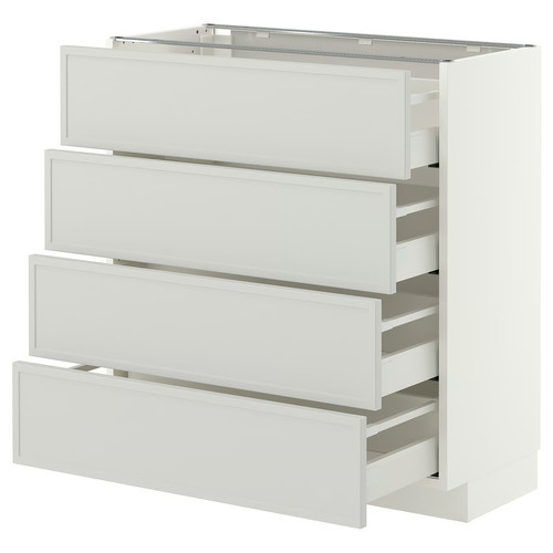 METOD/MAXIMERA Base cab 4 frnts/4 drawers, white/Aspudden light grey, 80x37 cm