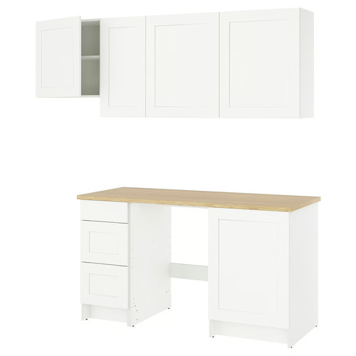 KNOXHULT Kitchen, white frame, 220x61x220 cm