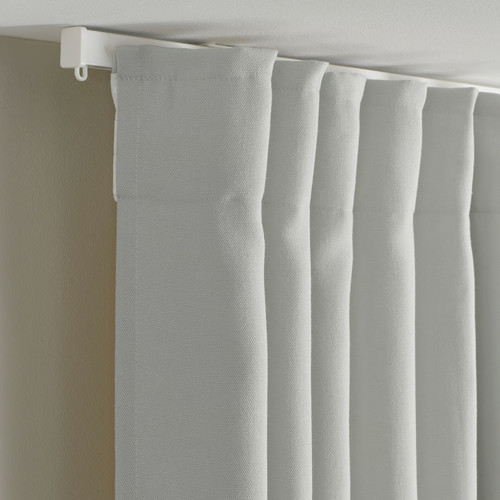 GINSTMOTT Curtains, 1 pair, white/with heading tape, 145x300 cm