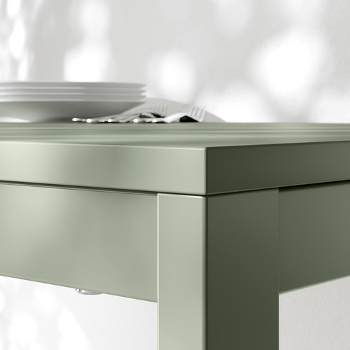 VIHALS / VIHALS Table and 4 chairs, green/white Tibbleby beige-grey, 120/180x74 cm