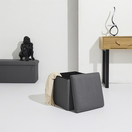 Folding Storage Pouffe Vels Atom, grey
