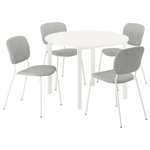 VIHALS / VIHALS Table and 4 chairs, white white/white Tibbleby beige-grey, 107 cm