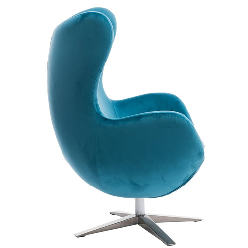 Armchair Egg Velvet, blue