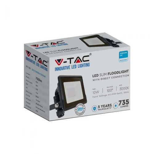 V-TAC LED Floodlight 10W 6500K 735lm, black