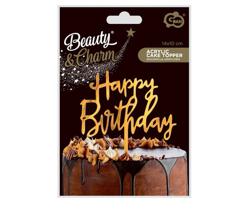 Acrylic Cake Topper Happy Birthday, gold