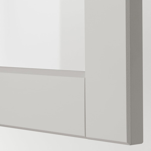 METOD Wall cabinet w shelves/2 glass drs, white/Lerhyttan light grey, 60x80 cm