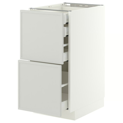 METOD/MAXIMERA Base cb 2 frnts/2 low/1 md/1 hi drw, white/Aspudden light grey, 40x60 cm