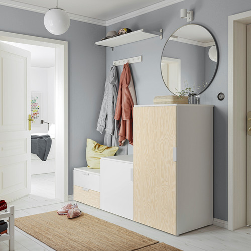 PLATSA Wardrobe with 2 doors+2 drawers, white Kalbåden/lively pine effect FONNES white, 180x57x123 cm